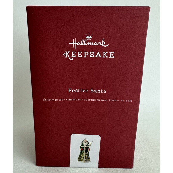 Hallmark Keepsake Ornament Festive Santa 2016 Christmas Porcelain Metal New - Picture 1 of 7